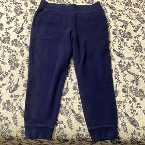 Land’s End cotton waffle thermal pajama lounge jogger pants Large L 14 16 navy